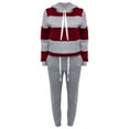 thumbnail image 4 of VBTAPA Womens 2 Piece Casual Tracksuit Long Sleeve Hoodie Sweatsuit Striped Hooded Sweatshirt and Drawstring Sweatpants Set Jogging Matching Suits with Pockets Gray XL, 4 of 5