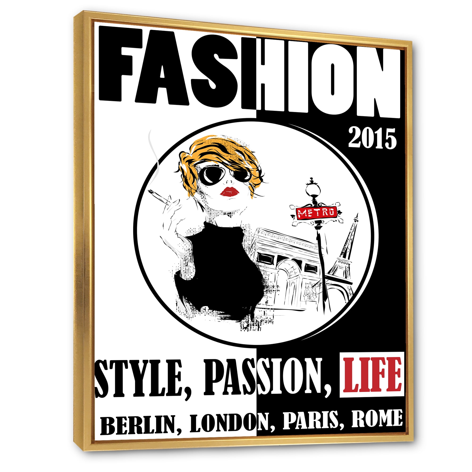 Designart 'Style Passion Life Fashion Woman I' Vintage Framed Canvas Wall Art Print