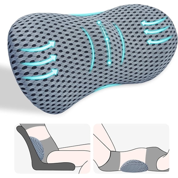 MORAVE Ergonomic Streamline Lumbar Support Pillow, Back Pillow Relieves Low Back Pain, Fits Car Seat Office Chair Recliner Bed (Gray)