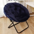 thumbnail image 3 of LUVCMFT Comfy Saucer Chair, Folding Lounge Chair, Lazy Moon Chair with Metal Frame for Bedroom Living Room, Blue, 3 of 8