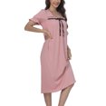 thumbnail image 4 of Antinious Womens Fashion Nightdress Short Sleeve Solid Sleepwear Dress,Holiday!Nightgowns for Women,Women Pajama Dress,Pink,L, 4 of 5