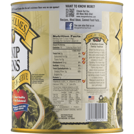 Margaret Holmes Heat N Serve Turnip Greens, 98 oz