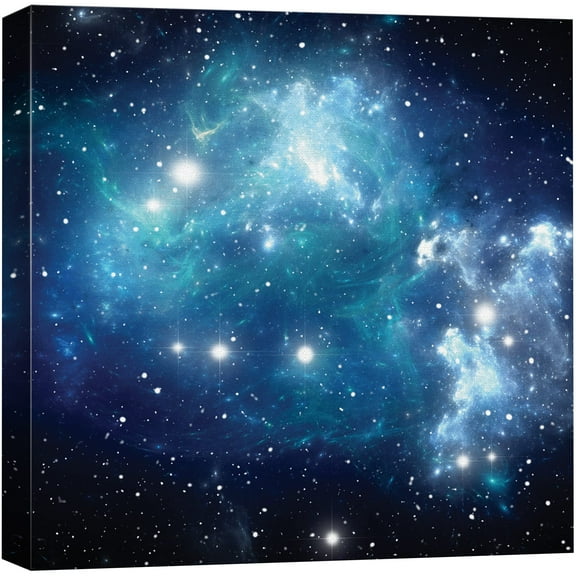 wall26 Canvas Print Wall Art Starry Blue Nebula Galaxy Astronomy & Space Sky Digital Art Modern Art Global Scenic Colorful Multicolor for Living Room, Bedroom, Office - 24"x24"