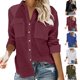 thumbnail image 4 of Blusa con cuello en V y cierre de botones, blusa de manga larga para mujer, camisa con cuello vuelto, blusas con cuello vuelto, máxima comodidad, 4 of 6