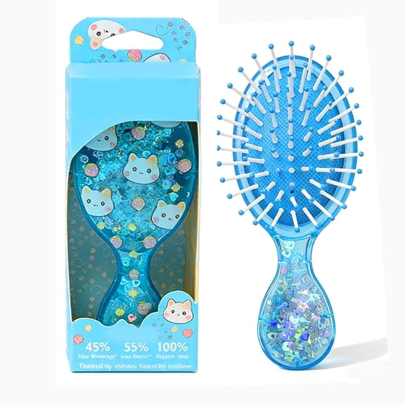 ACDANC Mini Wet Hair Brush,Glitter Detangling Brush Gifts for Women Girls Kids Toddler Small Cute Hair Brushes Travel Shower Massage Hairbrush with Air Cushion for Dry,Wet Hair (Blue)