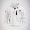 thumbnail image 2 of SERTG Men's Cargo Hooded Sweatshirt Winter Christmas Print Long Sleeve Half Zip Multiple Pockets Warm Comfortable Casual Top Men's Christmas Tops(White,M), 2 of 4