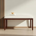 thumbnail image 2 of GZXS 38" Upholstered Bench for Bedroom End of Bed, Entryway or Dining, Linen Padded Seat & Solid Rubberwood Legs, Indoor Hallway Bench, Beige+Cherry, 2 of 8