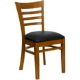thumbnail image 1 of HERCULES Series Ladder Back Cherry Wood Restaurant Chair - Black Vinyl Seat, 1 of 9