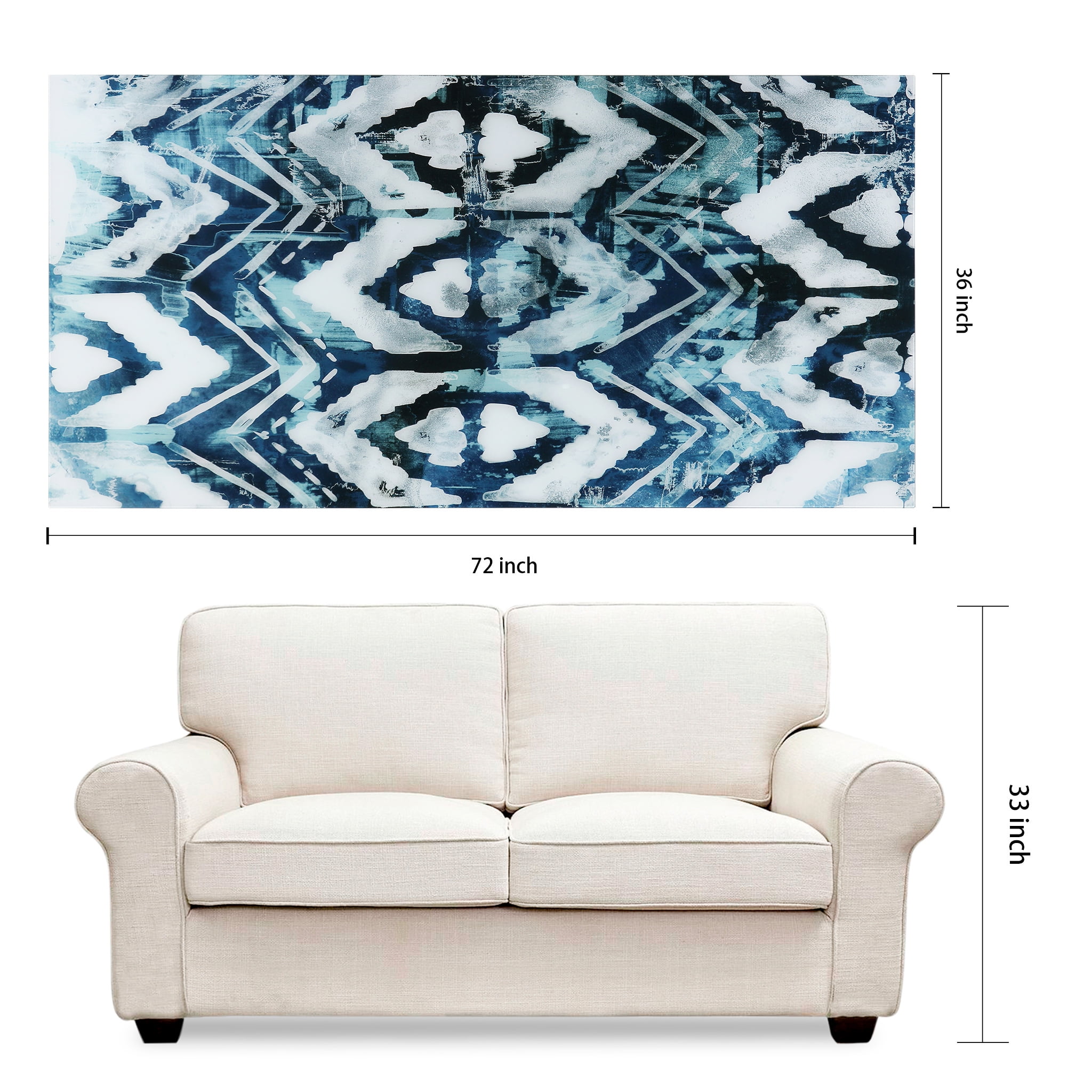 Empire Art Direct Patterns Frameless Free Floating Tempered Glass Panel Graphic Wall Art, 72" x 36", Ready to Hang