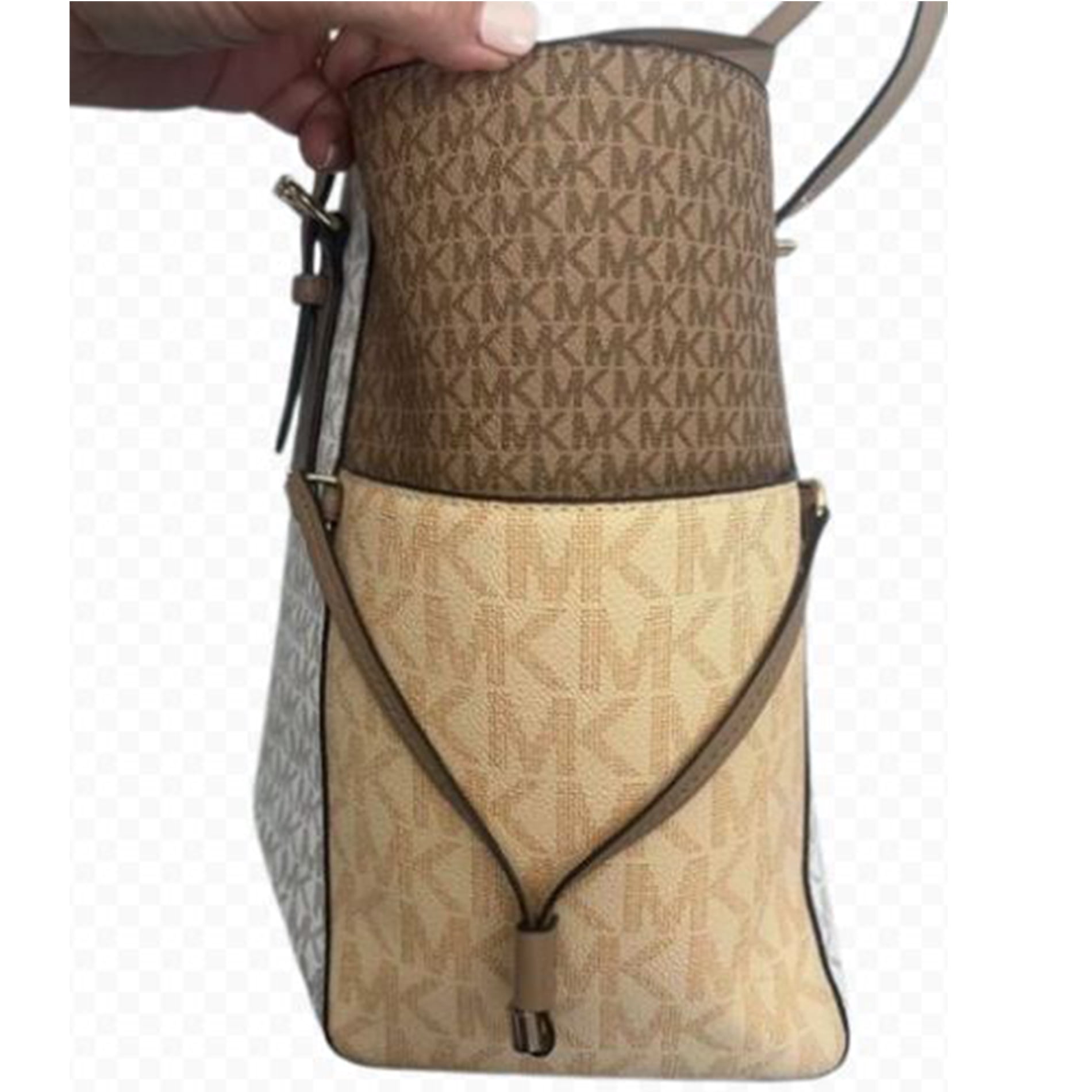 Michael Kors by Michael Kors Women's Leather Color-Blocked East/West Tote, Buttermilk Multicolor