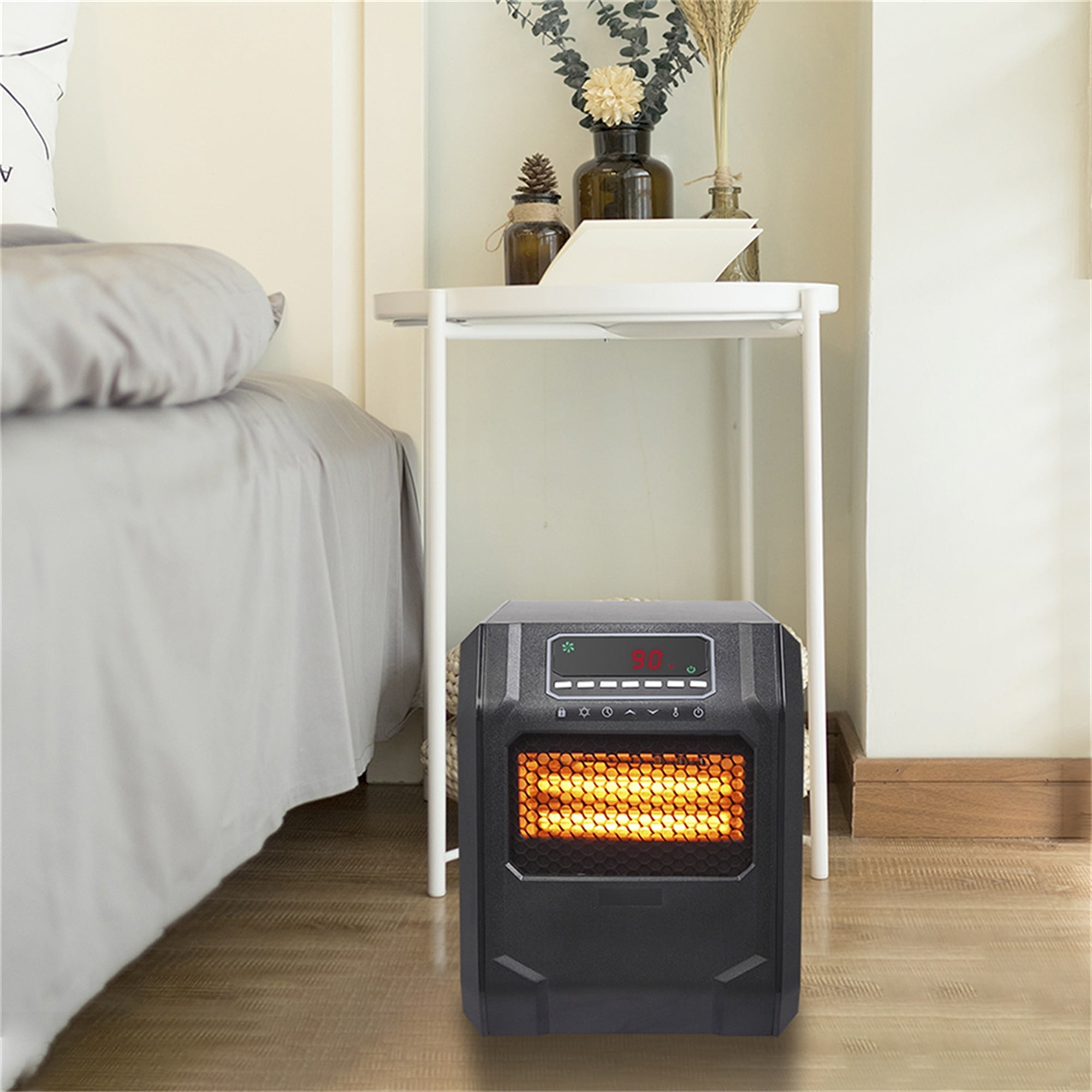 Kepooman 1500W Quartz Tube Heater Digital for Large Room Heating Black Fast Heating (Change to Metal Fan)