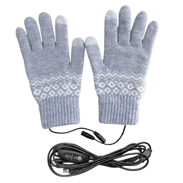 Guantes térmicos con calefacción por USB y dedos táctiles para juegos, esquí y portátiles. gris