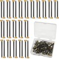thumbnail image 1 of 50 clavos para colgar cuadros con cabeza de latón de 4 mm para colgar cuadros con caja de almacenamiento de plástico negra y amarilla - Clavos pequeños para marcos de cuadros, paredes,, 1 of 5