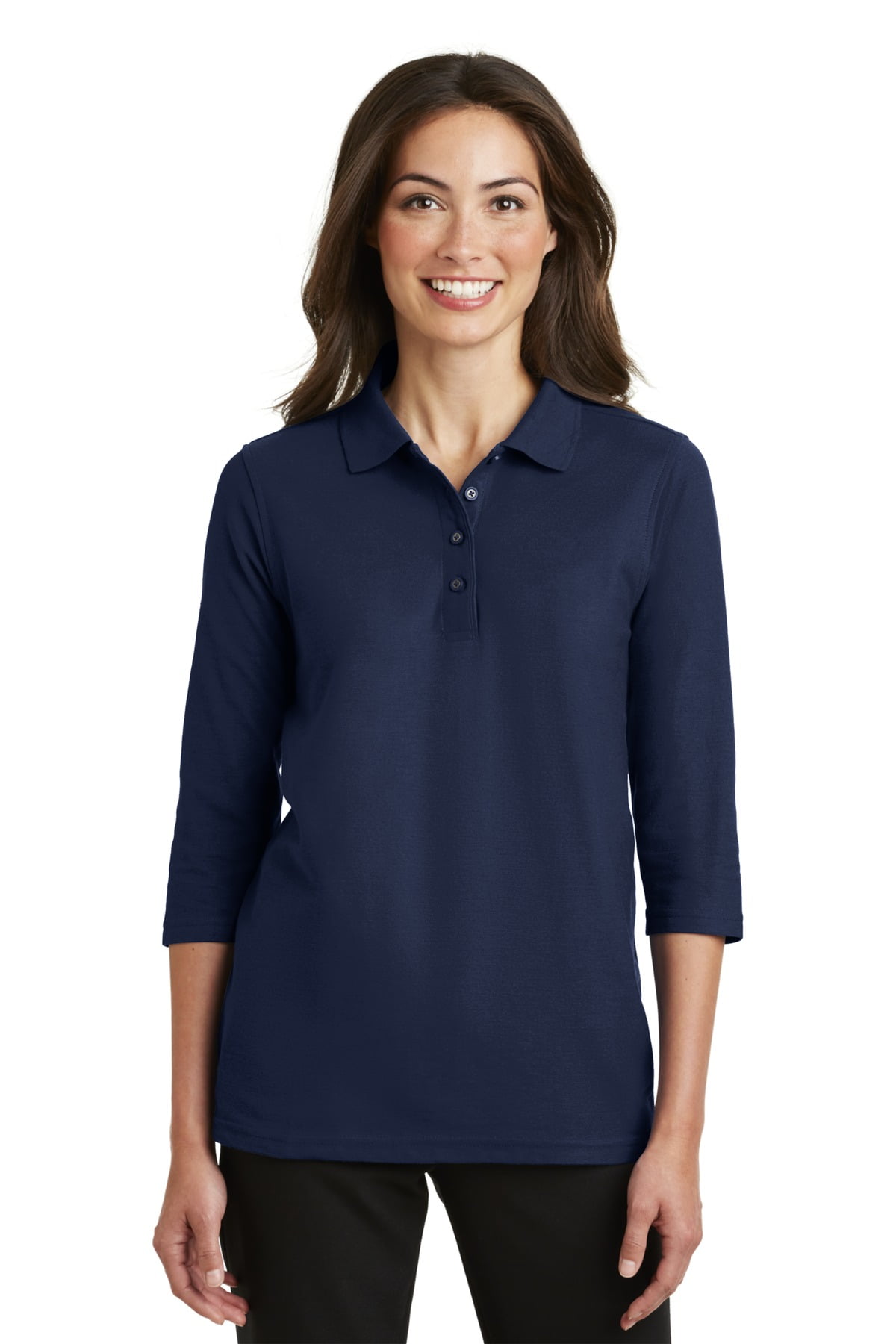 L562 Port Authority Womens Silk Touch 3//4-Sleeve Sport Shirt