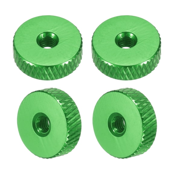 Uxcell 4 Pcs Knurled Thumb Nuts, M3 x 12 mm x 4 mm Female Aluminum Flat Through Hole Lock Adjusting Nuts Handle Knob Fasteners for 3D Printer Parts, Machine, DIY, Green