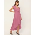 thumbnail image 3 of Moomaya Sleeveless V Neck Wrap Solid Rayon Dress - Women's Stylish Wrap Dress, 3 of 9