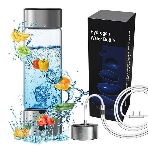 Botella Generadora de Agua con Hidrógeno, Portátil, de Vidrio, Recargable con Tubo Nasal de Absorción de Hidrógeno, Mejora La Salud, Uso Diario, Capacidad de 460 Ml, Carga Usb.