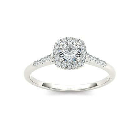 1/2 Carat T.W. Diamond Single Halo 10kt White Gold Engagement (Best Place To Purchase Engagement Rings)
