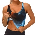 thumbnail image 3 of Fotbe Red And Blue Fire Skull Warrior Sujetador Deportivo Largo sin Aros para Mujer con Almohadillas y Soporte Medio, Transpirable y Absorbente, Camiseta Tipo Chaleco o Tank Top-Medium, 3 of 8