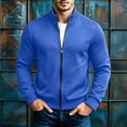 thumbnail image 2 of CBASIHI Mens Zip Up Sweatshirts with Pockets Long Sleeve Fall Winter Stand Up Collar Casual Warm Fleece Track Jacket Blue S, 2 of 9