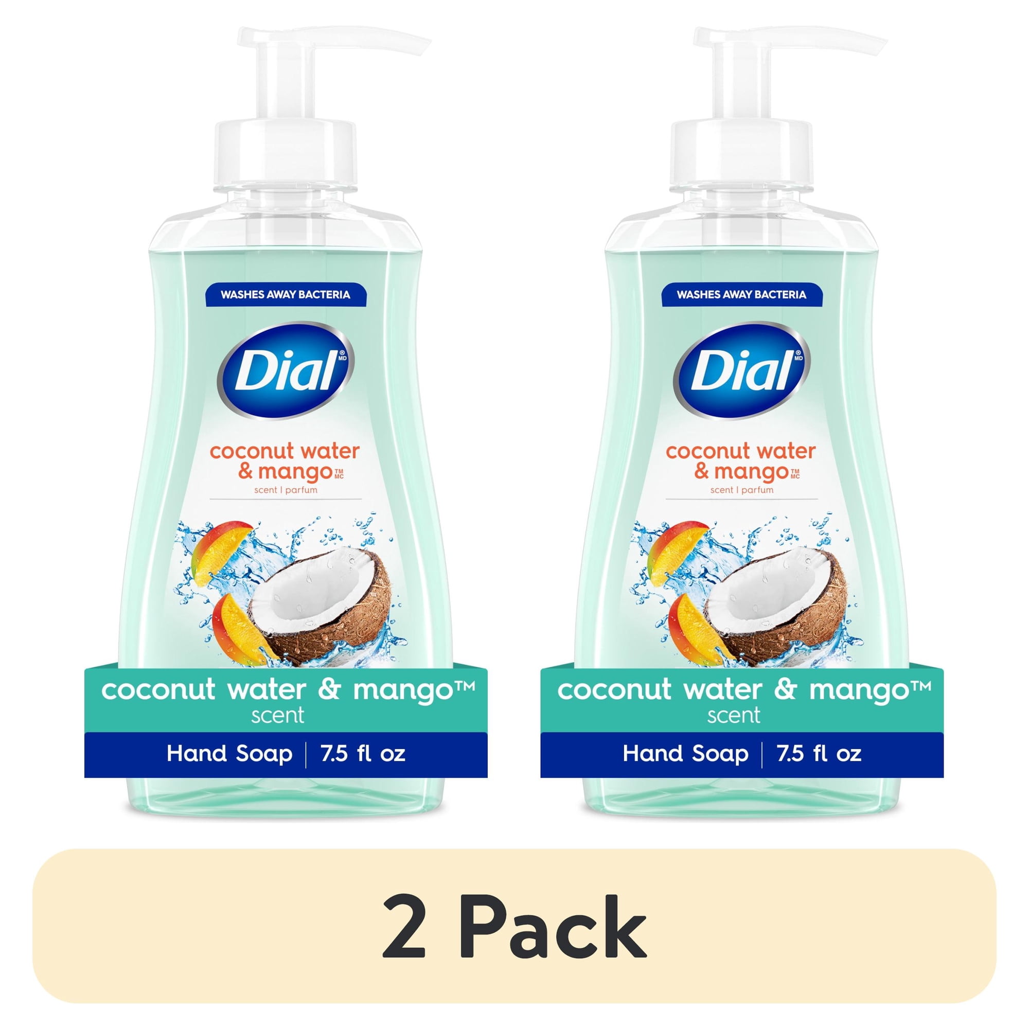 (2 pack) Dial Clean + Gentle Liquid Hand Soap, Coconut Water & Mango Gentle Hand Soap, 7.5 fl oz