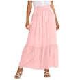 thumbnail image 2 of Tiered Maxi Skirt with Pockets, High Waisted A-Line Long Skirt, Casual Flowy Summer Skirt, 2 of 6