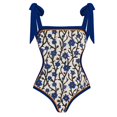 thumbnail image 3 of Maillot de Bain une Pièce pour Femmes avec Jupe de Plage Paréo Imprimé Floral Rétro Ensemble Bikini Deux Pièces, 3 of 4