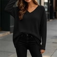 thumbnail image 6 of CHGBMOK Women's Plus Size Waffle Knit Shirts V Neck Long Sleeve Top Fall Casual Loose Fit Blouse, 6 of 9