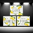 thumbnail image 2 of Hieng 3 Pieces Lemon Wall Art Farmhouse Yellow Kitchen Decor Love Family Food Positive Quotes Paintings for Kichen Dining Room Pantry (only canvas), 2 of 6