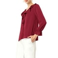 thumbnail image 5 of Allegra K Women's Ruffled V Neck Bracelet Sleeve Elegant Chiffon Blouse, 5 of 7