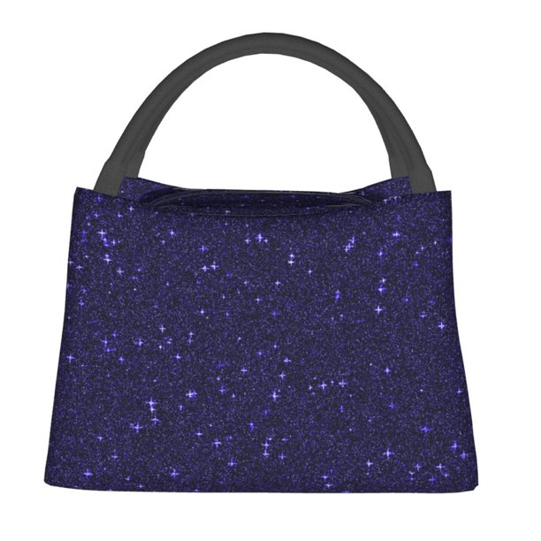 Easygdp Glittering Purple Starfield Bolsa de Almuerzo Insulada Reutilizable, Bolsa de Mano y Bandolera para Oficina, Trabajo, Viajes