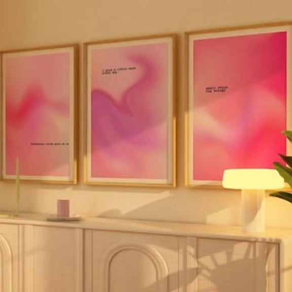 Three piece Aura Dopamine Wall Art– Funky pink Motivational Poster Set for trendy manifest Room Decor, Set of 3 Girly quote gallery Prints, Poster Only