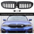 thumbnail image 2 of 2Pcs Car Front Grille, Gloss Black Front Bumper Hood Kidney Grille Racing Grille Replacement for BMW G20 3-Series, 2 of 7
