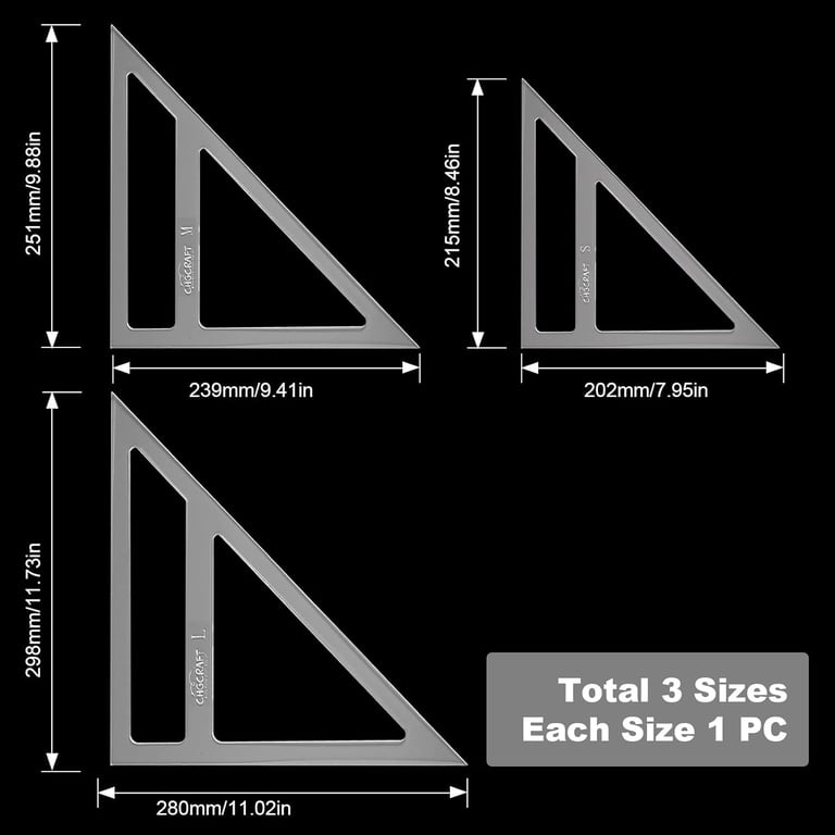 3-Piece Acrylic Quilting Template Set - Square Fabric Cutting Rulers (1.5", 2.5", 3.5") With Binder Ring