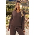 thumbnail image 6 of Women's 2 Piece Outfits Fuzzy Fleece Pajama Set Long Sleeve Top Wide Leg Pants Loungewear, 6 of 18