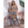 thumbnail image 4 of Camiseta de Corta con Volantes para Mujer, Cuello en V, Acampanada de Doble Capa Camello XXL, 4 of 9