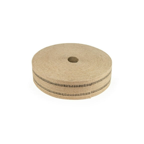 Jute Webbing 3.50 Inches x 72 yards - Natural with Black Stripes