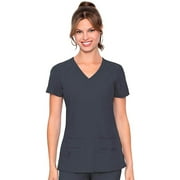MED COUTURE Women V-Neck Racerback Top, Color: Pewter, Size: L (8416-PWTR-L)