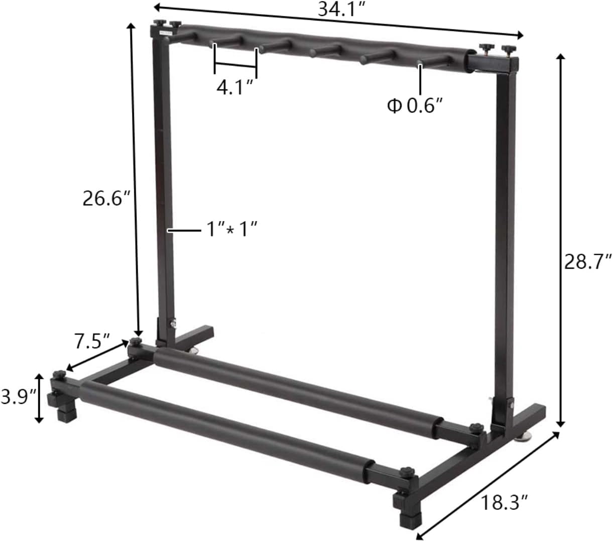 Rack type 3/5/7/9 square guitar brackets black Triple Folding Multiple Guitar Holder Rack Stand，Guitar Stand Storage (5 Bracket)