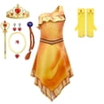 thumbnail image 1 of Disfraz de Pocahontas para niñas, vestido de princesa Matoaka, ropa india de playa, peluca negra, fiesta de Carnaval de Halloween, Verano Fivean unisex, 1 of 2