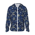 thumbnail image 1 of Fotbe Dark Blue Christmas Chaqueta con Protección Solar UPF 50+ para Hombre y Mujer, Camisa con Capucha y Bolsillos-Large, 1 of 7