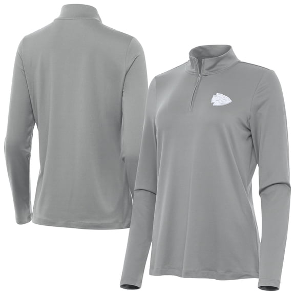 Women's Antigua  Gray Kansas City Chiefs Reprocess Quarter-Zip Top