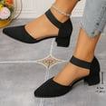 thumbnail image 3 of FRSASU Women's Closed Toe Low Chunky Heel Pumps Ankle Strap Dress Shoes for Work Wedding Party Dance Black, 3 of 9