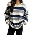 thumbnail image 6 of Tqcoqu Women's Striped Crew Neck Sweatshirt,Long Sleeve Drop Shoulder Loose Casual Pullover Top,2026 Trendy Clothes, 6 of 6