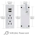 thumbnail image 3 of Barre d'Alimentation de Bureau avec 2 Prises 2 Ports USB Encastrable Multiprise, 3 of 6