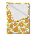thumbnail image 2 of Orange Soft Flannel Fleece Throw Blanket, Kids Theme Girlish Pattern with Doodle Flowers and Green Leaves, Cozy Plush for Indoor and Outdoor Use, 50" x 70", Apple Green Orange, by Ambesonne, 2 of 5
