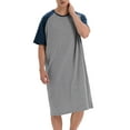 thumbnail image 2 of Youloveit Men's Bamboo Cotton Nightshirt Short Sleeves Sleep Shirt T-shirt Style Nightgown Comfy Pjs Sleepwear Plus Loungewear Size XXXL, 2 of 6