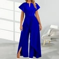 thumbnail image 2 of Mono largo de pierna ancha para mujer - Mangas elegantes de encaje, conjunto festivo para fiesta, poliéster, tallas S-XXL, 2 of 5