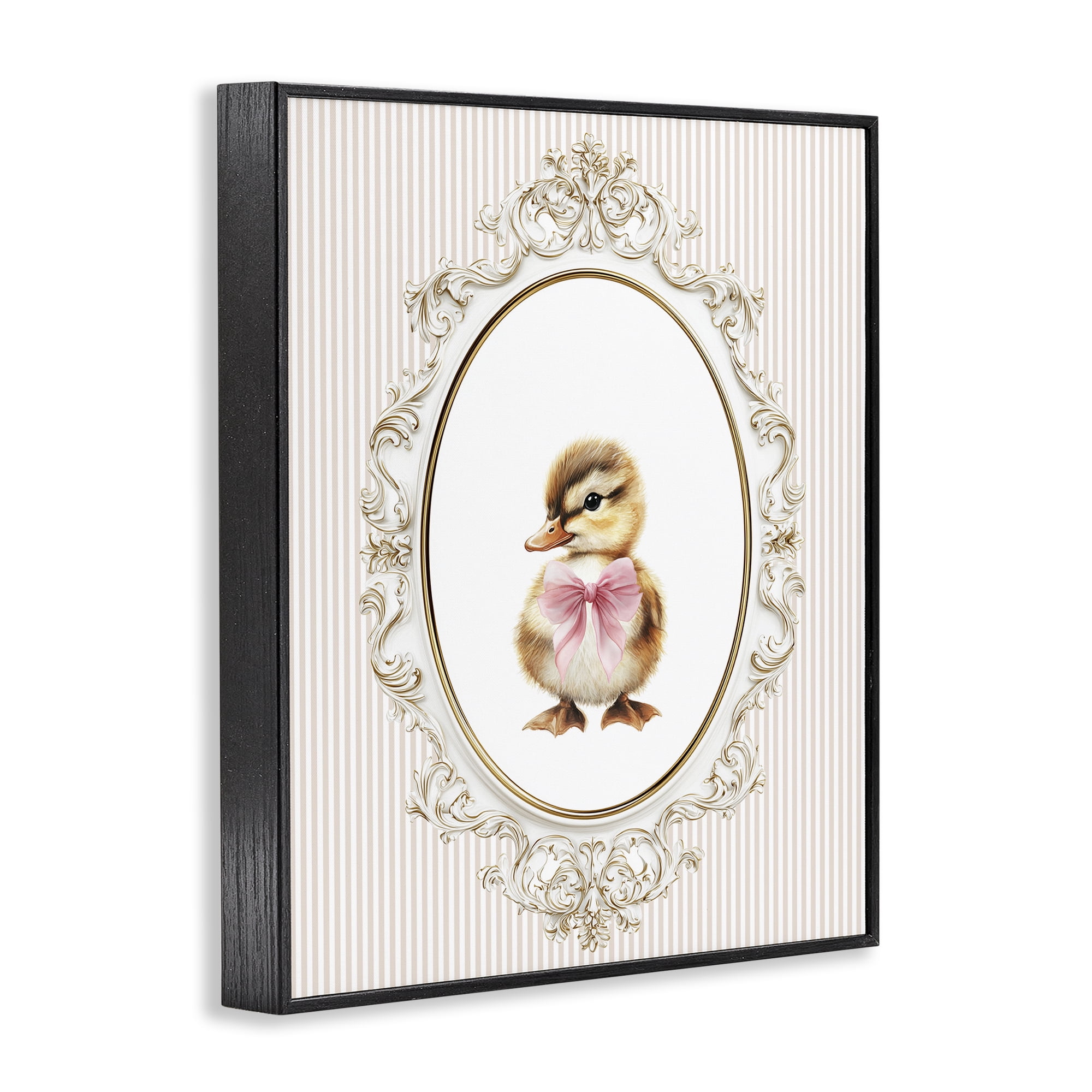 Stupell Industries Spring Gingham Baby Duck Black Framed Giclee Art, design by Christine Simpson Art
