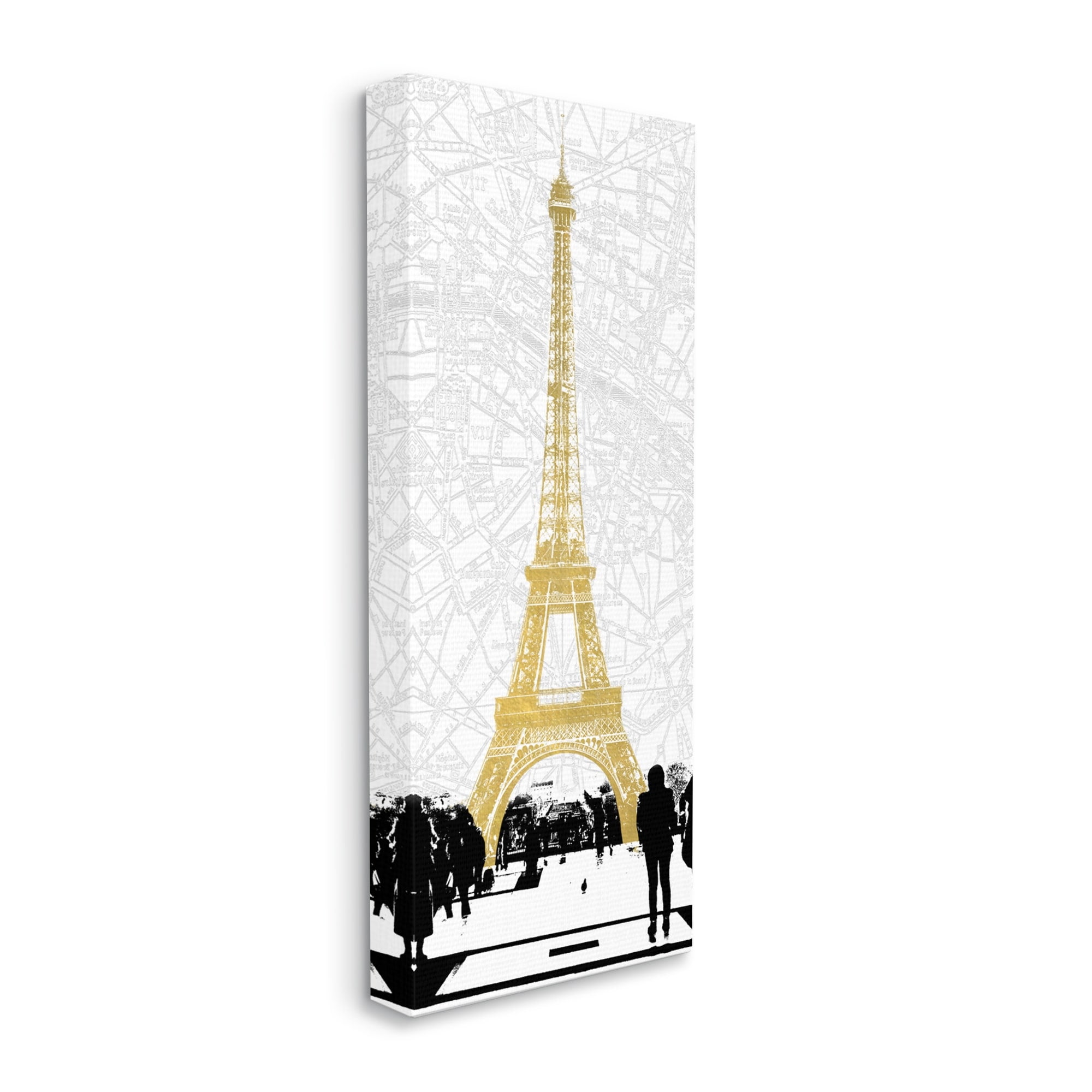 Stupell Industries Modern Eiffel Tower Crowded City Road Map , 13 x 30,Design by Susan Jill
